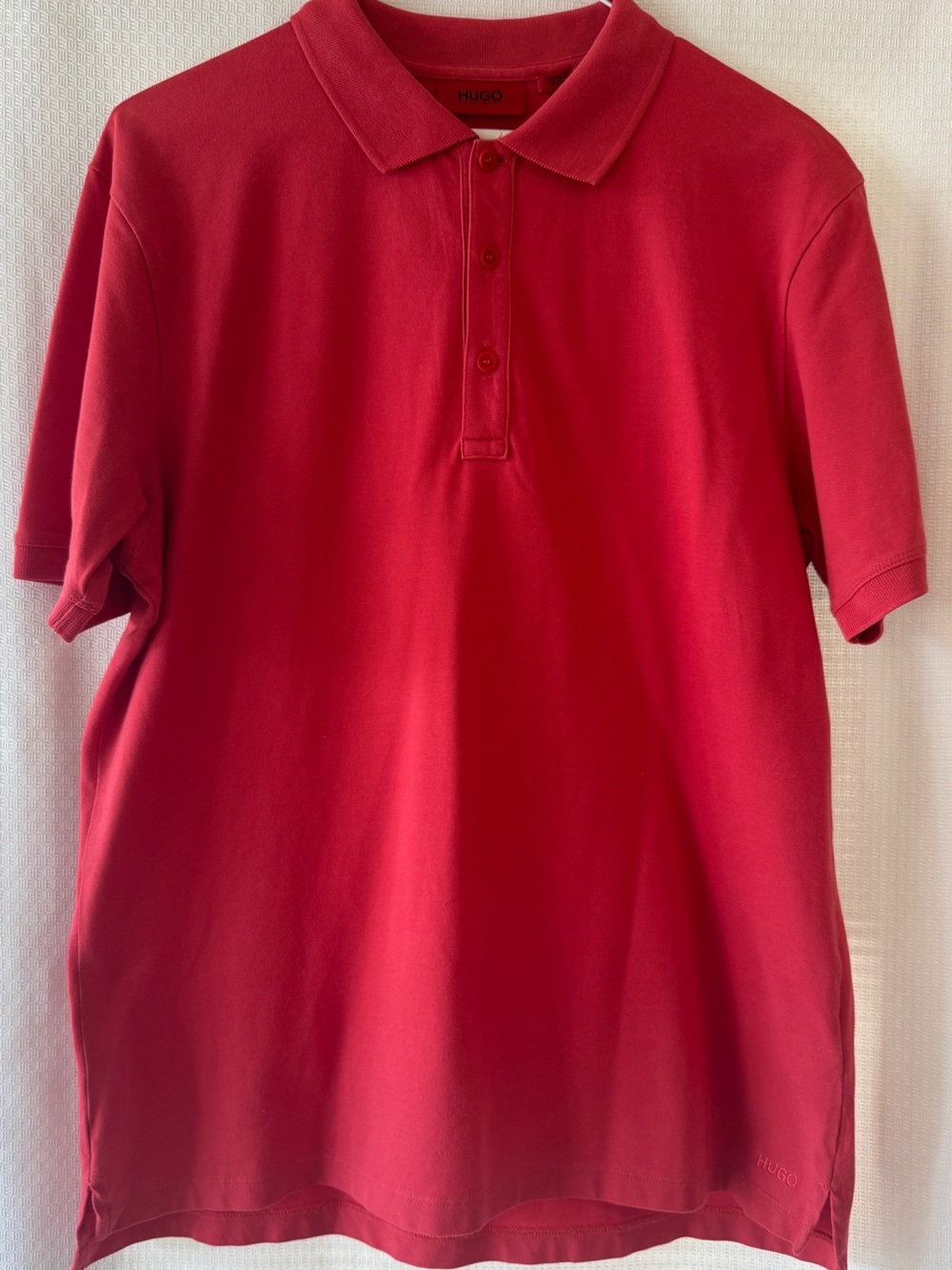 HUGO Hugo Boss Men’s Red Polo Shirt Size L 91% Cotton Stretch Short Sleeve